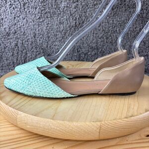 Maiden Lane D'Orsay Shoes Womens Size 7 Leather Blue Brown Slip On Flats